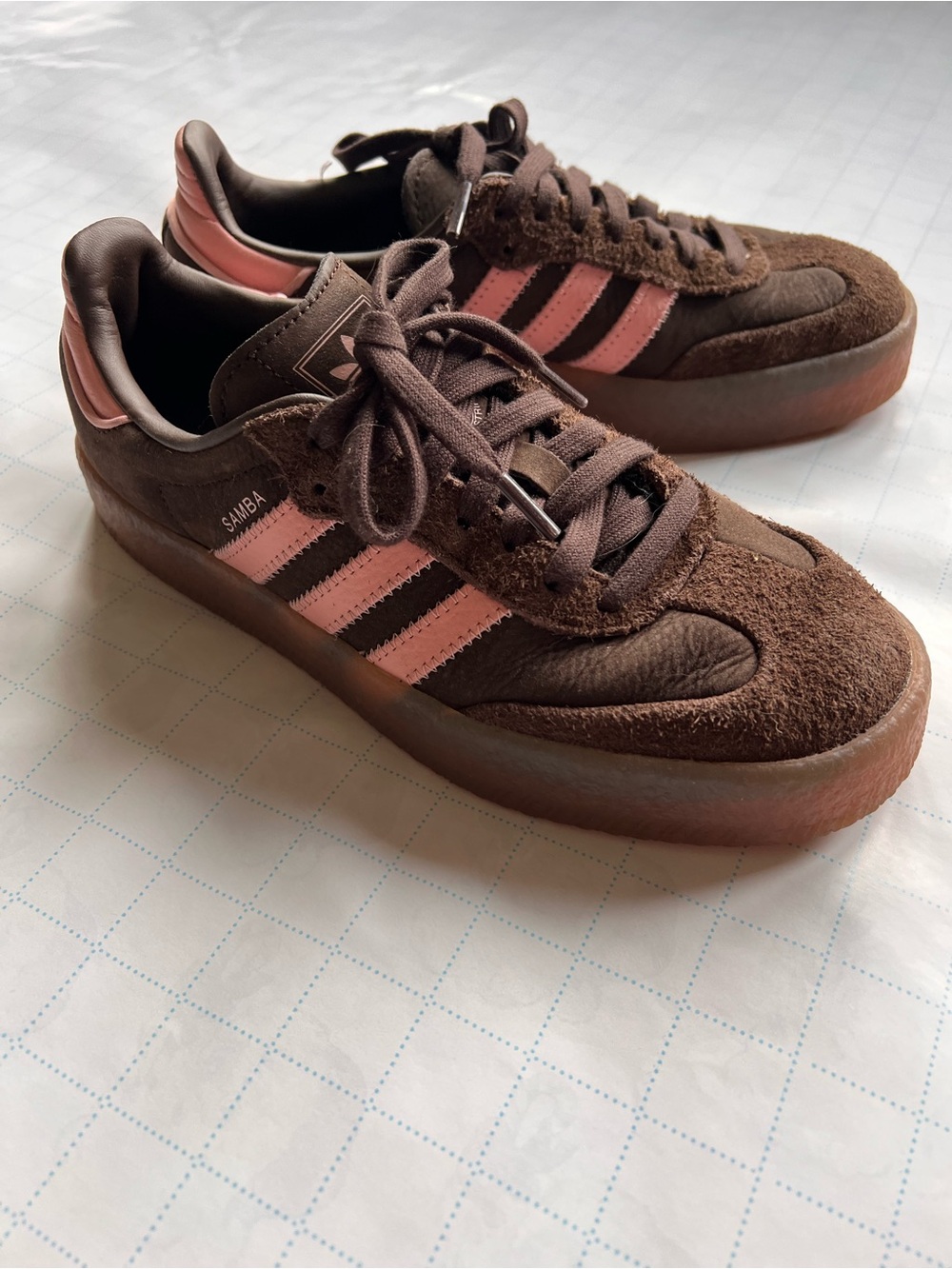 adidas Samba Brown with Pink Stripes Sneakers